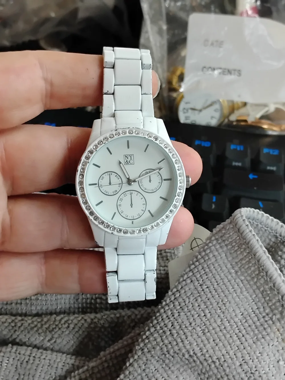 New York & Company White Crystal Accent Women’s Watch